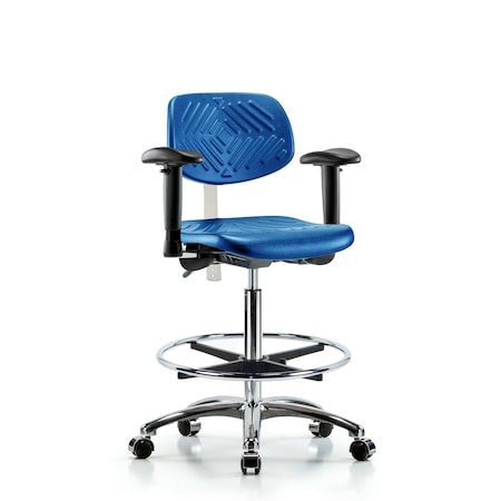 Blue Ridge Ergonomics Clean Room Chair, Adjustable Arms BR-NCR-PHBCH-CR-T0-A1-CF-CC-BLU