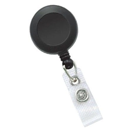 Brady BADGE REEL, BLACK, 1-1/4in 32MM, PLASTIC CLIP-ON BADGE REEL, NO STICKER, REINFORCED VINYL 2120-3001