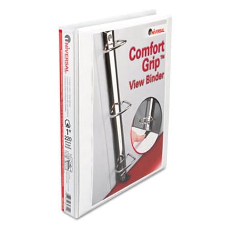 Universal Comfort Grip Deluxe Plus D-Ring View Binder, 1" Capacity, 8-1/2 x 11, White 30712