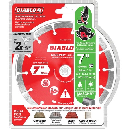 Diablo 7'' Segmented Rim Dry/Wet Cut Diamond Blade DMADS0700