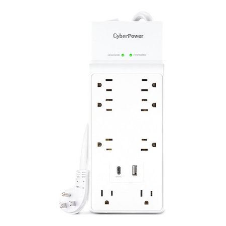Cyberpower Outlet Strip, White, 9-3/4 in, 8 Outlets P806UC15