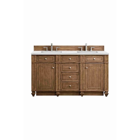 James Martin Vanities Bristol 60'' D Vanity, Saddle Brown w/ Ethereal Noctis Silestone Top w/FreePower Wireless Charger 157-V60D-SBR-FENC