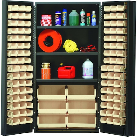 Quantum Storage Systems GRAY STORAGE CABINET W/102 CLEAR BINS QSC-36SCL