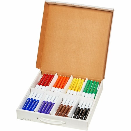 Prang Blue, Black, Green, Orange, Purple, Yellow, Red, Brown Bullet Tip Washable Master Pack Art Markers 80614