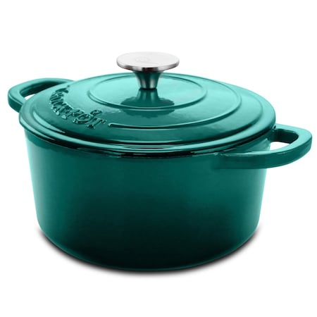 Crock-Pot Artisan 3 Quart Enameled Cast Iron Casserole with Lid in Gradient Teal 94225.02