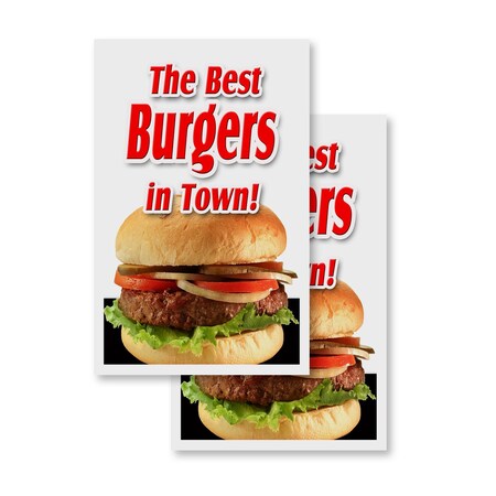 Signmission The Best Burgers In Town!, Vinyl Decals Only 24 Inch x 36 Inch, Vinyl Decal, 2PK DSB-2436-2PACK-The Best Burgers In Town!