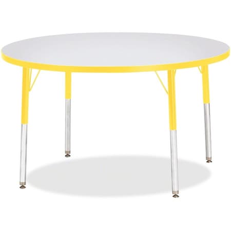 Jonti-Craft Berries Round Activity Table, 42 in. Diameter, E-height, Freckled Gray/Yellow/Gray 6468JCE007