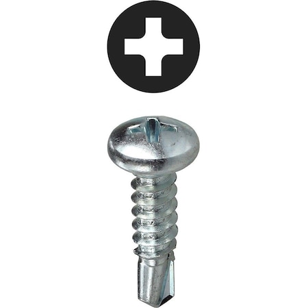 Dottie Self-Drilling Screw, #8-18 x 1 in, Zinc Plated Steel Pan Head Phillips Drive, 100 PK TEKPH81