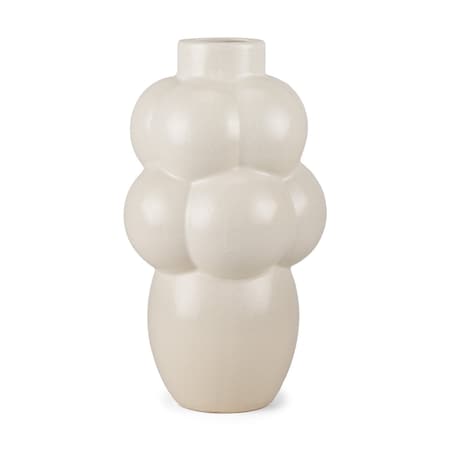 Homeroots 14" Cream Ceramic Modern Abstract Bubbles Table Vase 608373
