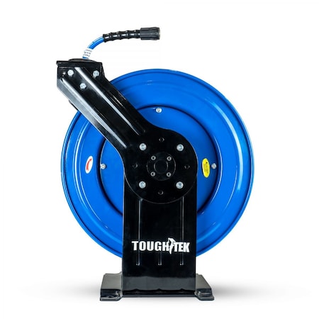 Blu Shield Tough-Tek 1/4in. x 100' Rubber Pressure Washing Hose Reel Single Arm with 6' Lead-in Hose TTPWR14100-NM
