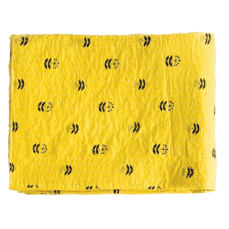 Homeroots 50" X 70" Yellow And Black Floral Cotton Quilted Kantha Throw Blanket with Embroidery 544553