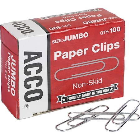 Acco Paper Clip, Silver, Steel Wire, PK1000 ACC72585
