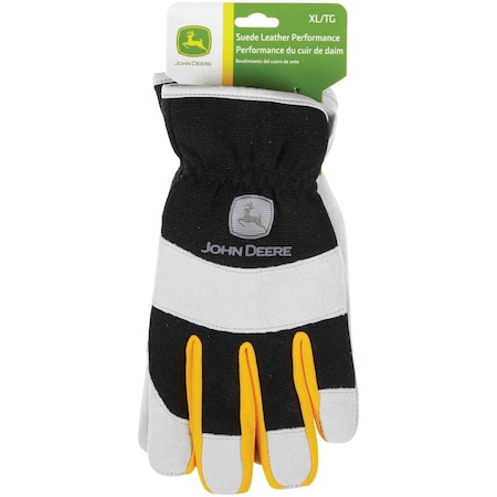 John Deere Mens XL Cowhide Leather Black Work Glove JD86020-XL