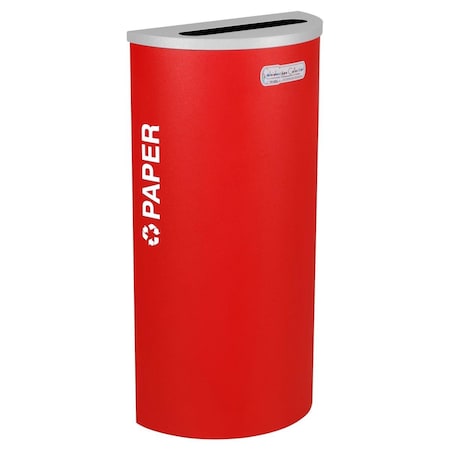 Ex-Cell Kaiser 8-gal recycling receptacle- half round top and Plastic decal- Ruby texture finish RC-KDHR-P RBX