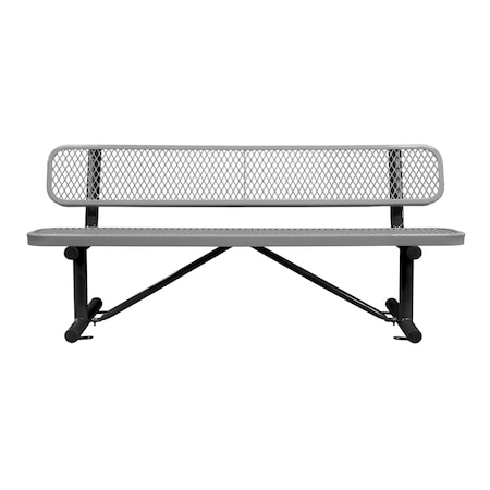 Leisure Craft Bench/Back, Surface Mount, 6ft., Gray B6WBSM-GRAY