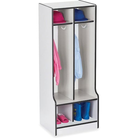 Jonti-Craft Rainbow Accents 2 Section Coat Locker with Step, Black 4682JCWW180