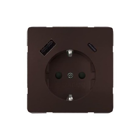 Siemens DELTA style chocolate USB-SCHUKO socket outlet 2 USB A+C Power: Up to 18W 5UB1870-1CH01