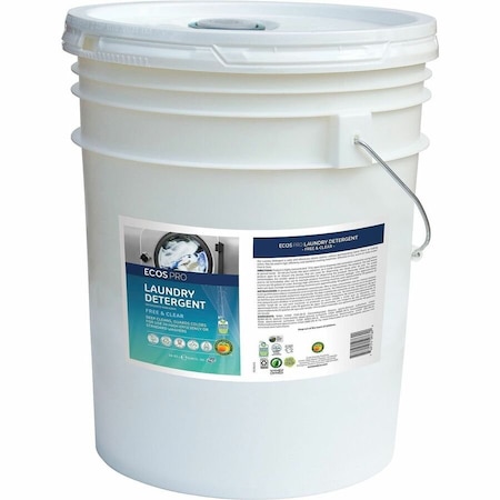 Ecos Laundry Detergent, High Efficiency HE, Liquid, Bucket, 5 Gal, 320 Loads, Unscented, Clear, Dye-Free PL9764/05