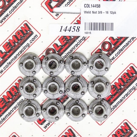 Coleman Machine 14458 Weld Thread Nut - 0.37-16 in., 12PK COL14458