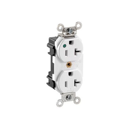 Leviton Lev-Lok Extra Heavy Duty Hospital Grade Duplex Receptacle, 20 Amp, 125 Volt M8300-PLW