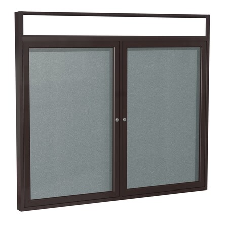 Ghent 36'' x 60'' Enclosed Vinyl Board, 2-Doors, Bronze Aluminum Frame, Illuminated Headliner, Stone PBVLX6-199