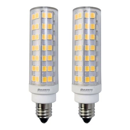 Bulbrite 60-Watt Equivalent Dimmable Clear Mini T6 Candelabra E11 LED Mini Light Bulb, 3000K, 2PK 862641