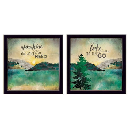 Set Of Two The Lake is Calling Black Framed Print Wall Art, 2PK