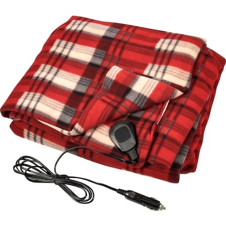 Camco HEATED BLANKET, 12VOLT, 59IN X 43IN, RED/BLACK PLAID 42804