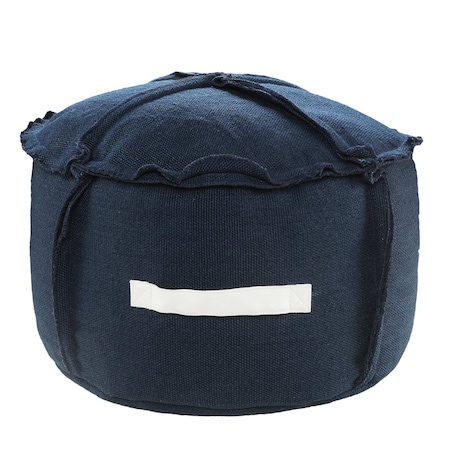 Homeroots 20in Blue Polyester Round Patchwork Indoor Outdoor Pouf Ottoman 517437