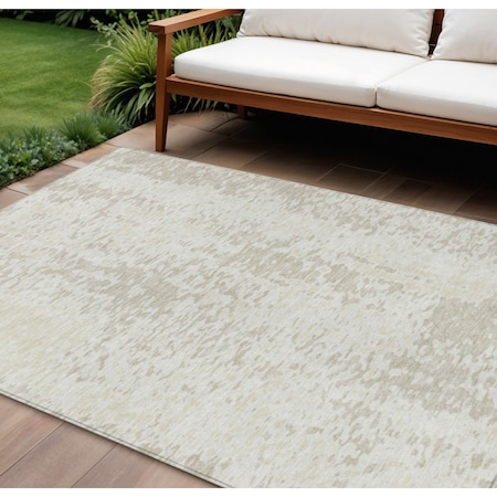 Homeroots 10' X 14' Ivory And Beige Abstract Washable Indoor Outdoor Area Rug 612952