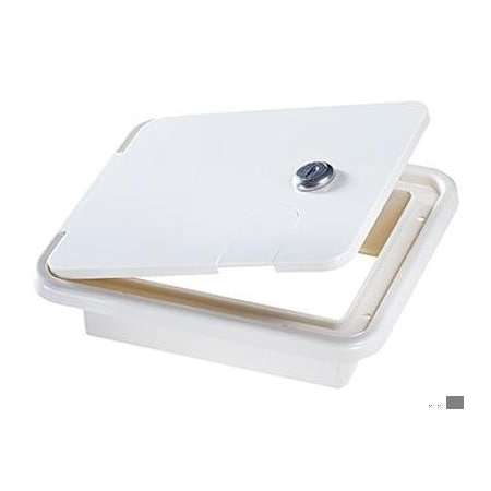 Rv Designer LOCKING CABLE HATCH, RECTANGULAR, POLAR WHITE - 7.6IN X 6.5IN X 2IN B150
