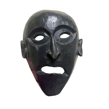 Homeroots 11" Black Solid Wood Decorative Mask Tabletop Sculpture 554705