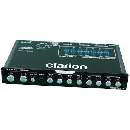 Clarion 1/2-Din Sized Mobile Audio Graphic EQ/Crossover With 3.5mm Front Aux Input, High Level Speaker Inpu EQS755V