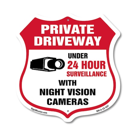 Signmission Private Driveway Shield Sign Under 24 Ho, 12 Inch X 12 Inch, Aluminum Metal Sign SHI-A-12-437