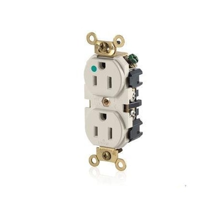Leviton Straight Blade Receptacle, 5-15R, 15 A, 125V AC, Surface Mount, Grounded MRI82-T