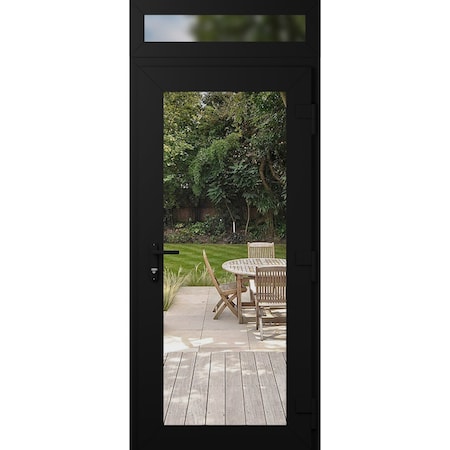 Vdomdoors Front Exterior Prehung Metal-Plastic Door Clear Glass / MANUX 8666 Matte Black / Office Commercial MANUX8666EXD-BLK-W36xH80+12-LH-I