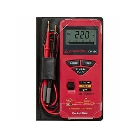 Amprobe Digital Multimeter, 600 V Max DC, 340 V Max AC, Average, 3,200 Instrument Counts, LCD DM78C