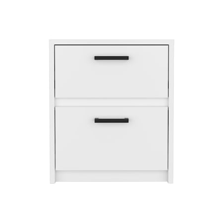 Homeroots 19" White Wood Two Drawer Nightstand 526153