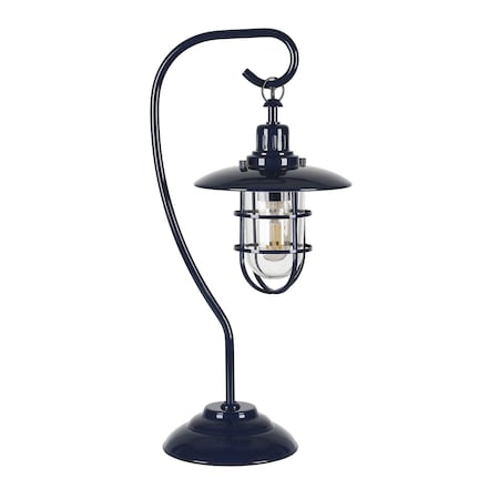 Homeroots 22" Navy Blue Metal Arched Table Lamp With Navy Blue Cage Shade 524330