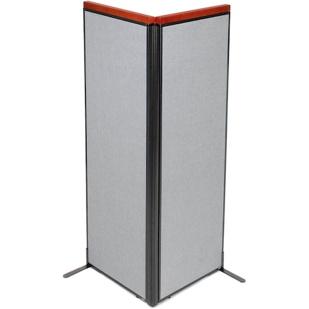 Global Industrial Interion Deluxe Freestanding 2-Panel Corner Room Divider, 24-1/4"W x 73-1/2"H Panels, Gray 695071GY