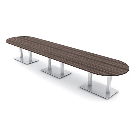 Skutchi Designs Racetrack Conference Table With Power Unit, 48 in W, 216 in L, Brown HAR-RAC-48X216-DOU-H3041-NA