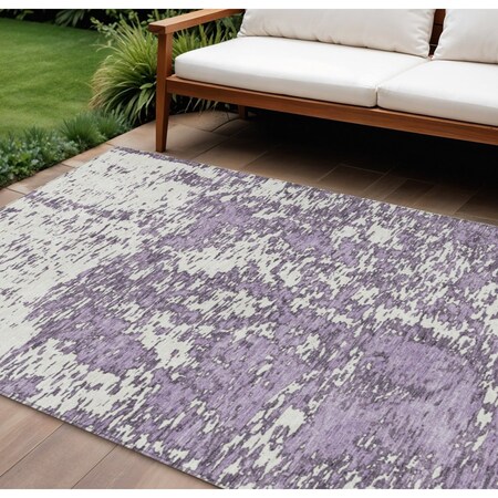 Homeroots 8' X 10' Lavender And Ivory Abstract Washable Indoor Outdoor Area Rug 612758