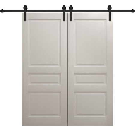 Sartodoors Modern Double Barn Door 56 x 96 inches, Ego 5012 Painted White Oak, 13FT Rail Track Set, Solid Pa EGO5012DB-PWO-5696