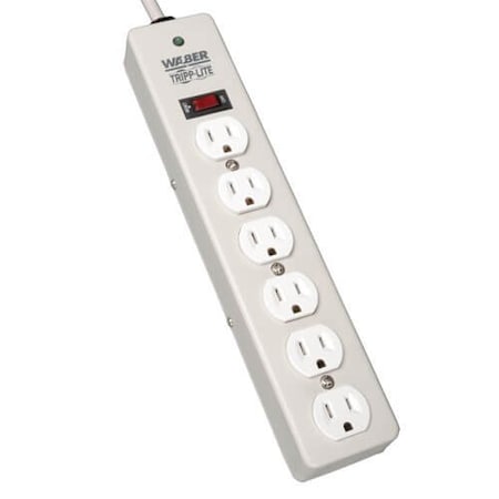 Tripp Lite Power Strip, Surge, 5-15R, 5-15P, 6 ft., Light Gray DG206