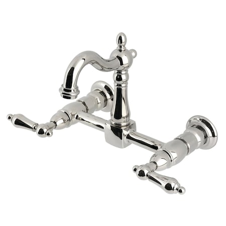 Kingston Brass Two-Handle Wall Mount Bridge Kitchen Faucet, Polished Nickel KS2446AL
