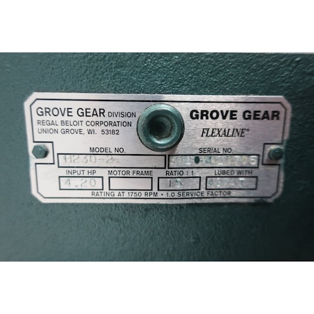 Grove Gear FLEXALINE RIGHT ANGLE GEAR REDUCER 4.20HP 15:1 H230-2