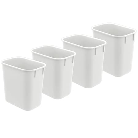 Acrimet Wastebasket, Deskside Bin, 3.25 Gallon/13 Quart/ 12 Liter (Plastic) (White Color), 4PK 576.5