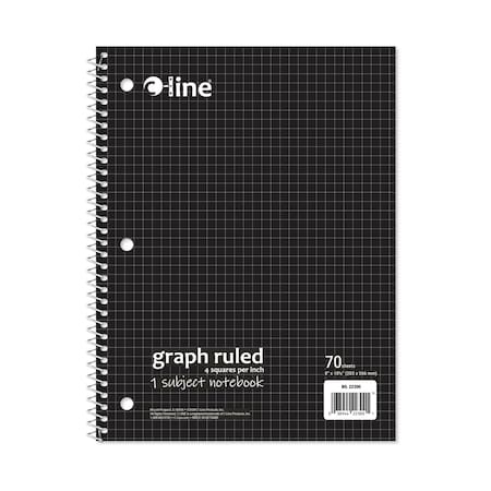 C-Line Products 8" x 10-1/2" Black Graph Ruled 1-Subject Spiral Notebook, 1/EA, 24/BX 22300-CT