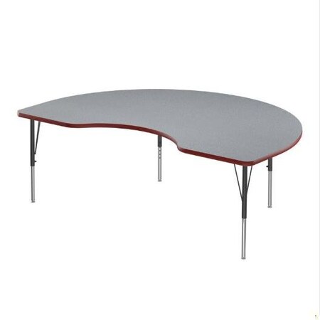 Correll Kidney HPL Activity Table, 72 in W, 36 in L, 19 in to 29 in H, Particleboard, Gray Granite A3672-KID-15-09-35