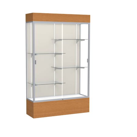 Ghent Lighted Floor Display Case 48x80x16, Plaque 2174PB-SN-MK